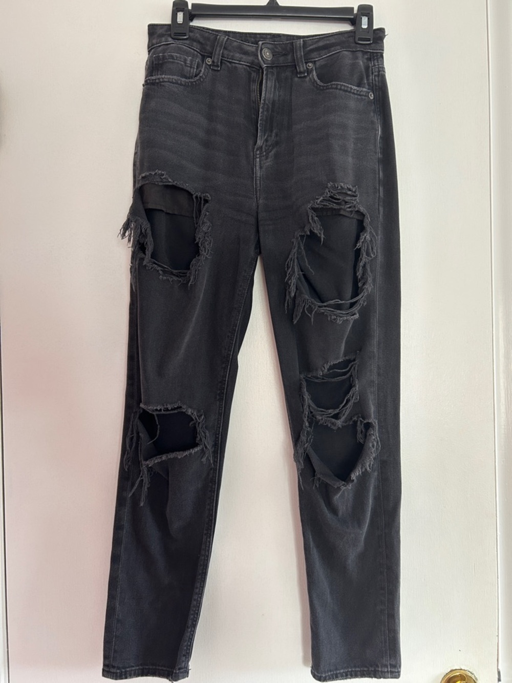 Ripped Black Boyfriend Jeans for Women